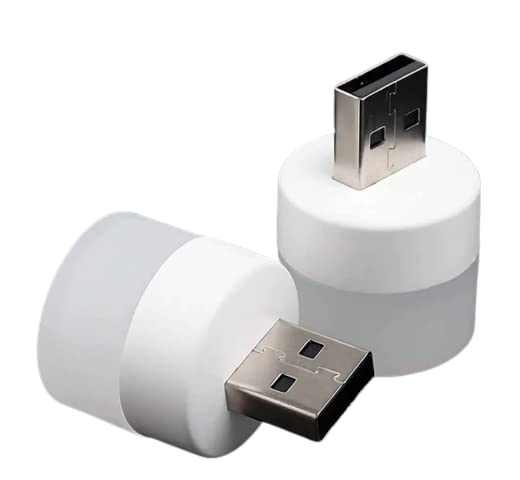 USB LED Lamp Night Light, Plug-in Mini Portable LED Nightlight for PC, Laptop, Power Bank & USB Ports, Soft Glow Low Power Lighting, Pack of 2