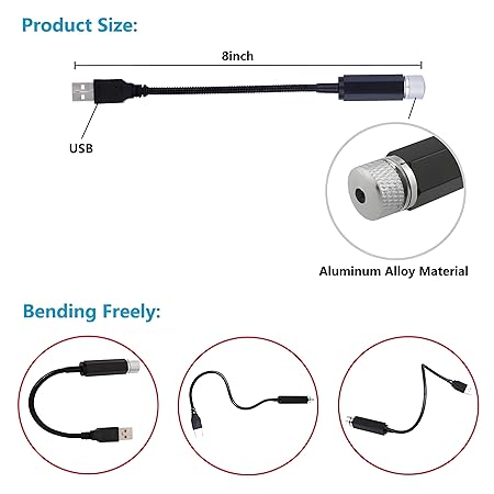 USB Star Projector Night Light, Car Roof Lights, Portable Adjustable Romantic Interior Car Lights, Portable USB Night Light Decorations for Car, Ceiling, Bedroom